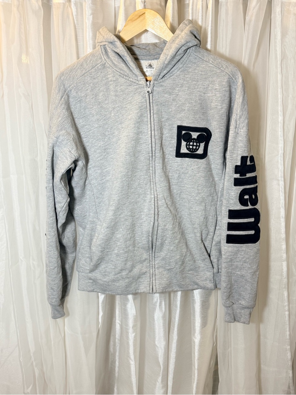 Disney Kids Light Gray Hoodie with Navy Walt Logo